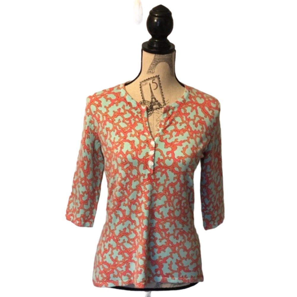 J. McLaughlin Button-up Top Coral Blue M